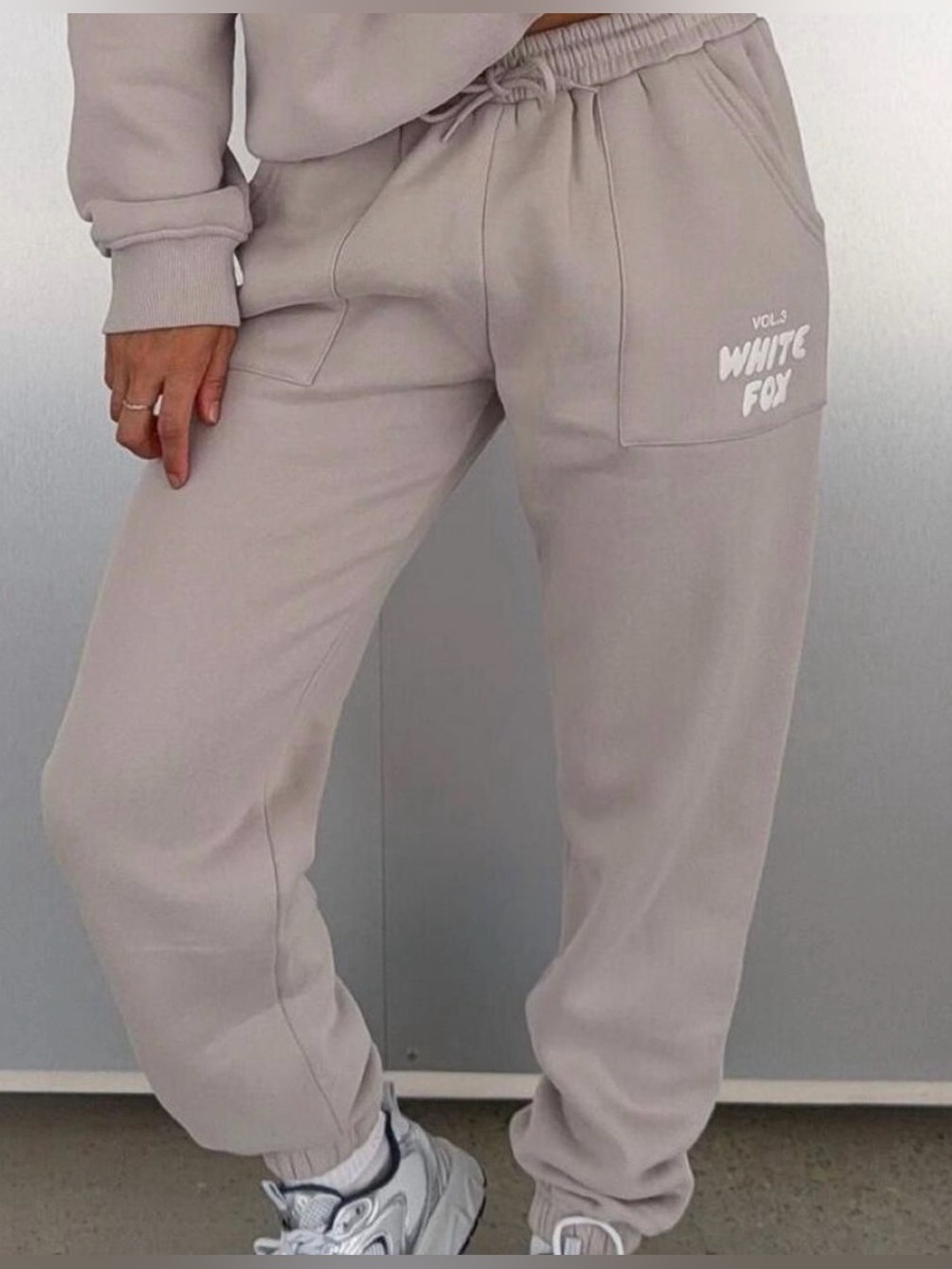 White Fox Boutique Taupe Drawstring Joggers